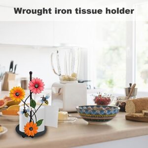 Paper Towel Paper Stand Sunflower Nonslip Bottom Storage Decorative Detachable Countertop Tabletop Tissue Towel Holder Rack Bracket for Kitchen, Bee