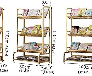 ROLTIN Bookcases Bookshelf Nordic Bookshelf 4-Tier Metal Bookcase Standing Bookshelves Open Display Shelf Home Office Storage Rack for Books and Magazines Bookcase (Color : Gold