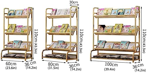 ROLTIN Bookcases Bookshelf Nordic Bookshelf 4-Tier Metal Bookcase Standing Bookshelves Open Display Shelf Home Office Storage Rack for Books and Magazines Bookcase (Color : Gold