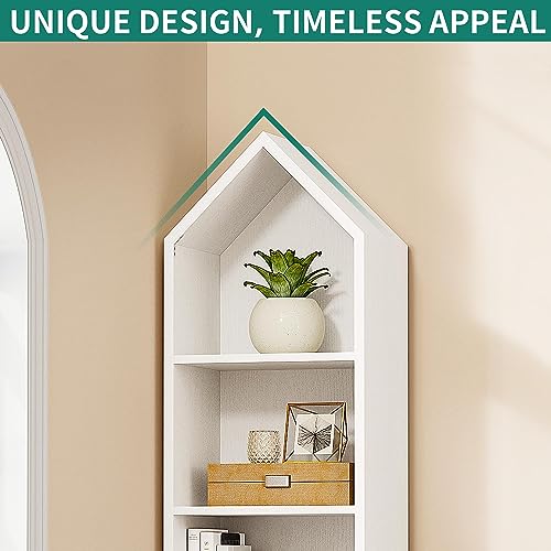 YITAHOME 73" Tall Narrow Bookshelf, Modern Open 5 Tier Bookcase, Wooden Shelf Stand for Small Spaces, Display Shelving Storage Rack for Bedroom, Living Room, Home Office, White