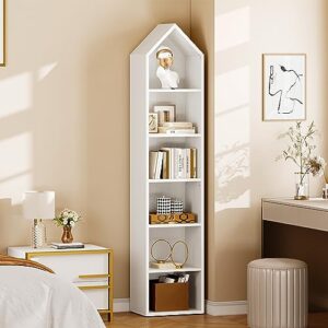 YITAHOME 73" Tall Narrow Bookshelf, Modern Open 5 Tier Bookcase, Wooden Shelf Stand for Small Spaces, Display Shelving Storage Rack for Bedroom, Living Room, Home Office, White