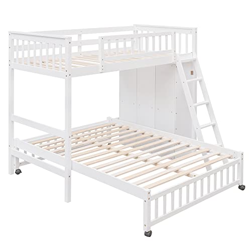 Merax Wooden Twin Over Full Bunk Bed with Six Drawers