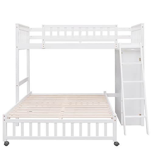 Merax Wooden Twin Over Full Bunk Bed with Six Drawers