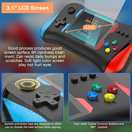 Handheld Game Console for Kids Adults, 3.5'' LCD Screen Retro Handheld Video Game Console, Preloaded 500 Classic Retro Video Games with Rechargeable Battery, Support 2 Players and TV Connection