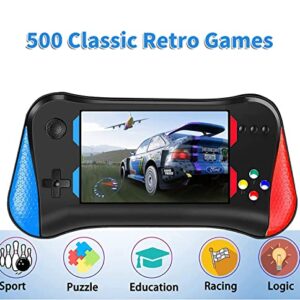 Handheld Game Console for Kids Adults, 3.5'' LCD Screen Retro Handheld Video Game Console, Preloaded 500 Classic Retro Video Games with Rechargeable Battery, Support 2 Players and TV Connection