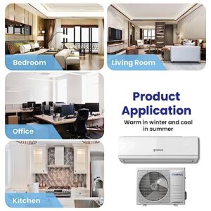 AURUS 2 Ton 24000 BTU Mini Split Cools Up to 1000.Sq.Ft Energy Efficient Ductless Air Conditioner, with Heat Pump and Pre-Charged 10ft Installation Kits 220v