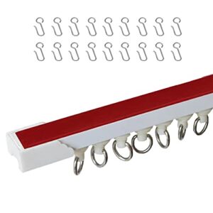 Self Adhesive Ceiling & Wall Curtain Track for Windows 12ft, No Drilling, Screws or Tools Curtain Rail for Bedroom, Shower, Closet and RV - Easy to Install Curtain Rod with Curtain Clips