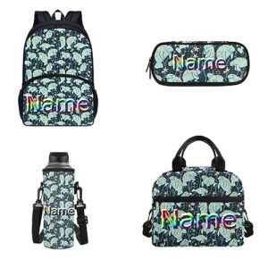 jndtueit cartoon manatee school bags 4 pcs for teenager, starfish lunch box water bottle holder for middle school, sea animal green book laptop backpack pencil bag