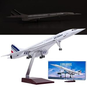 STONESTAR 1/125 Concorde Model Airplane with Cabin Lights, Resin Aircraft Model Kits Aircraft Display Model for Aircraft Enthusiasts Collection and Home Office Desk Decor (1/125, France)