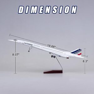 STONESTAR 1/125 Concorde Model Airplane with Cabin Lights, Resin Aircraft Model Kits Aircraft Display Model for Aircraft Enthusiasts Collection and Home Office Desk Decor (1/125, France)