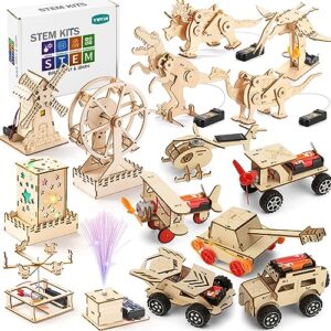 16 in 1 STEM Kits for Kids Ages 6-8-10-12, DIY Stem Craft Projects, Kids Wood Building Toys, Wooden 3D Puzzles Model Kit for Boys to Build,Educational Science Set for Age 6 7 8 9 10 11 12 Year