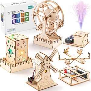 16 in 1 STEM Kits for Kids Ages 6-8-10-12, DIY Stem Craft Projects, Kids Wood Building Toys, Wooden 3D Puzzles Model Kit for Boys to Build,Educational Science Set for Age 6 7 8 9 10 11 12 Year