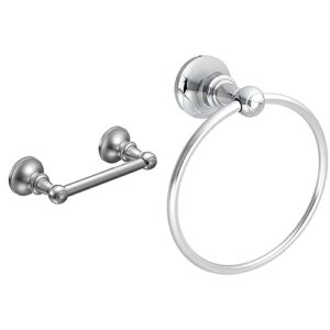 moen dn4408ch vale double post pivoting toilet paper holder, chrome 3.07 x 0.12 inches & dn4486ch vale collection-towel ring, chrome