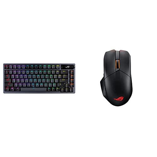 ASUS ROG Azoth 75% Wireless DIY Custom Gaming Keyboard, OLED Display, Gasket-Mount & ROG Chakram X Origin Gaming Mouse, Tri-Mode connectivity (2.4GHz RF, Bluetooth, Wired)