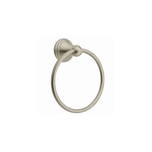 Moen Sage Collection Spot Resist Brushed Nickel 24-Inch Double-Towel Bar & Preston Collection Spot Resist Brushed Nickel 7-inch Bathroom Hand Towel Ring