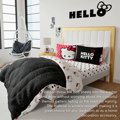 Franco Hello Kitty Bedding Super Soft Microfiber 4 Piece Full Sheet Set, (Official Licensed Product)