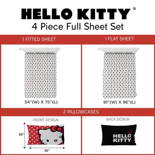Franco Hello Kitty Bedding Super Soft Microfiber 4 Piece Full Sheet Set, (Official Licensed Product)
