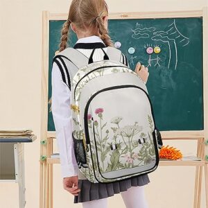 Joisal Vintage Colorful Herbs And Wild Flowers Backpack Girls Middle School Durable Kids Travel Backpack