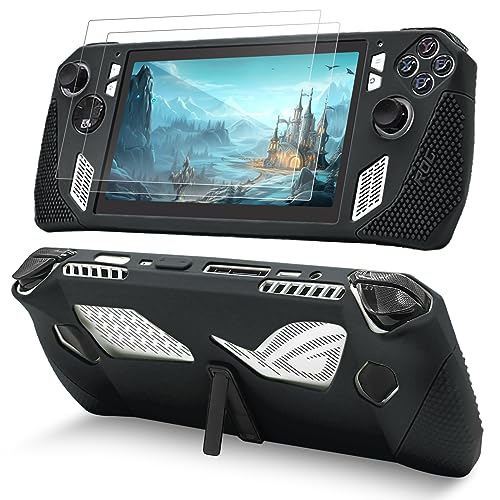 LUPAPA Protective Case for ROG Ally with Kickstand, Protective Shell for ROG Ally Made of Silicone for Anti-slip and Anti-drop, Accessories for ROG Ally Gaming Handheld (Black)