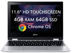 acer chromebook spin 311 11.6" hd 2-in-1 touch-screen laptop, mediatek kompanio 500 mt8183c, up to 2.0ghz, 8-core, 4gb ram, 64gb ssd, wi-fi, light-weight, webcam, chrome os, lioneye stylus pen