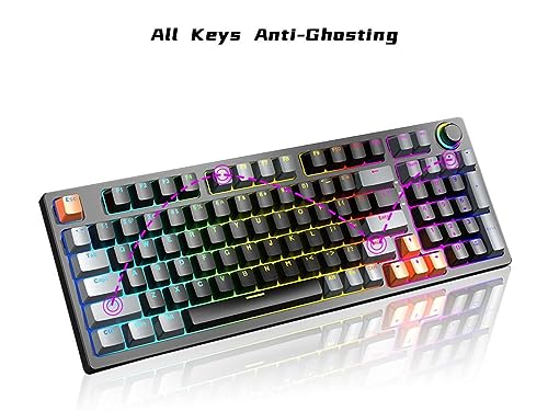 SAMA SM68 Wireless Gaming Mechanical Keyboard Type C 2.4G Bluetooth Third Mode Keyboard 68 Keys RGB Multifunctional PC Keyboard for Windows/MAC Purple