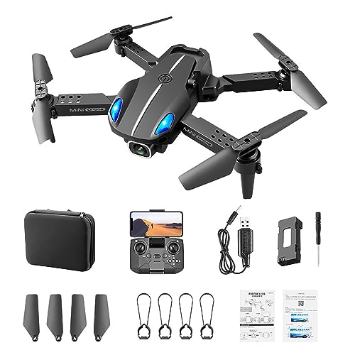 Foldable Mini Drone with 4K Wide-Angle Camera, New Stable Flight Easy Control Drone With Dual 4K HD FPV Camera, lightweight durable resistance Auto Obstacle Avoidance WiFi Connectivity (Black)