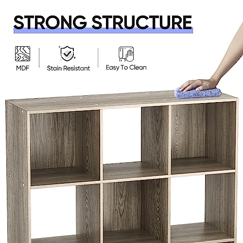 JupiterForce 9 Cubes Bookcases Storage Organizer, 3-Tier Wooden Open Bookshelf Cabinets with Removable Back Panels for Home, Bedroom, Living Room(Natural)