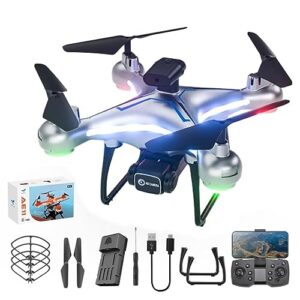 drone with 4k dual hd camera optical localization remote control toys gifts for boys girls, headless mode, o𝚗e key take off/land, altitude hold, intelligent obstacle avoidance