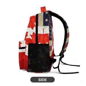 Supdreamc Daypack Backpack Anti-Theft Multipurpose Big Capacity Bookbag - Usa America Canada Flag Art Business Computer Bag With Side Pockets