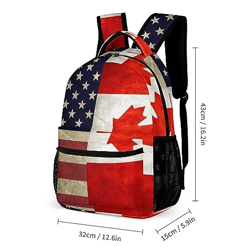 Supdreamc Daypack Backpack Anti-Theft Multipurpose Big Capacity Bookbag - Usa America Canada Flag Art Business Computer Bag With Side Pockets