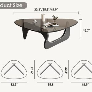 Mid Century Modern Coffee Table - Triangle Glass Coffee Table - Solid Wood Base Abstract Center Table - Vintage Glass End Table Living Room Balcony Study Walnut/Transparent Small 32.2 * 22.4 * 16in