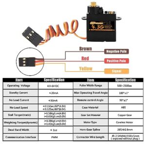 DSPOWER 2PCS 4.3G Mini Servo, RC Micro Digital Servo Motor Metal Gear Coreless Steering Servos for Fixed-Wing Helicopter Airplane Drone 1/24 1/28 RC Car SCX24 Boat Robot Toy