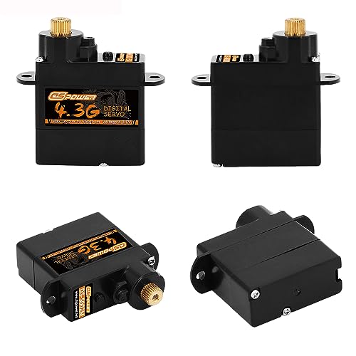 DSPOWER 2PCS 4.3G Mini Servo, RC Micro Digital Servo Motor Metal Gear Coreless Steering Servos for Fixed-Wing Helicopter Airplane Drone 1/24 1/28 RC Car SCX24 Boat Robot Toy