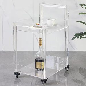 vlobaom 2-tier rolling serving bar cart, acrylic kitchen island storage cart with wheels, multifunction utility cart, storage rack, mobile coffee table,b,clear