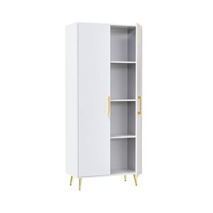 resom kitchen pantry storage cabinet with doors and adjustable shelves, tall white storage cabinet for home office, garage, laundry, utility room