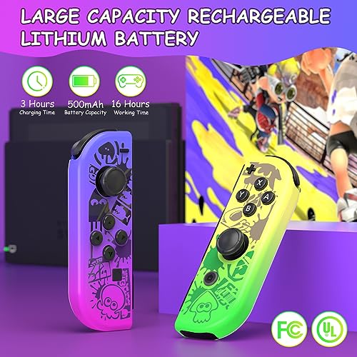 SplatDance Joycon Controller for Nintendo Switch, Joypad Left and Right Switch Controllers Support Vibration/6-Axis Gyroscope and Wake-up Function