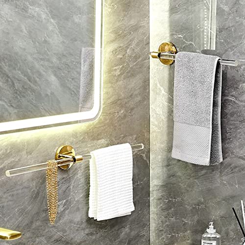 Towel Rod for Bathroom Wall, Towel Rack Holder Storage Organizer, 11.8in Acrylic Towel Rack, Stainless Steel Towel Holder, Towel Racks for Bathroom Wall Mounted Door Towel Bar with Acrylic Brackets