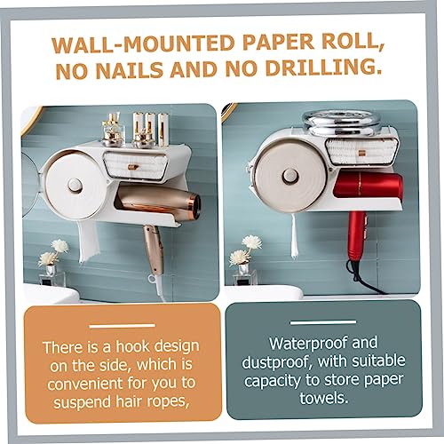 SWOOMEY Paper roll White Toilet Paper Holder Wall Mount Toilet Paper Holder Paper Towel Dispenser Tissue Storage Shelf Wall Toilet Paper Towels Holder Toilet Paper Case No Punching Napkin