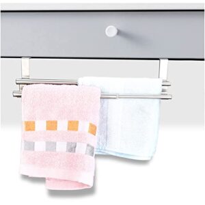 syrisora double layers stainless steel telescopic towel holder rack hanger organizer bathroom kitchen