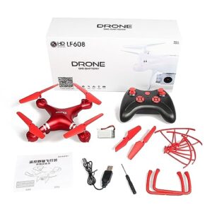 lf608 fly toy drone - controlled aircraft toy,816 brushed coreless motor,15+mins flying time (red)