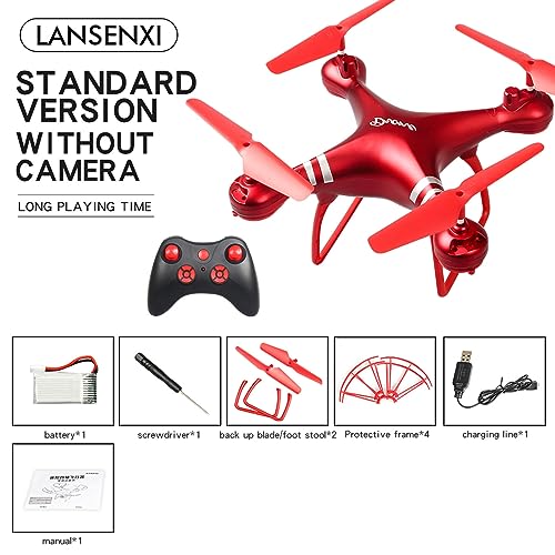 LF608 Fly Toy Drone - Controlled Aircraft Toy,816 Brushed Coreless Motor,15+mins Flying Time (RED)