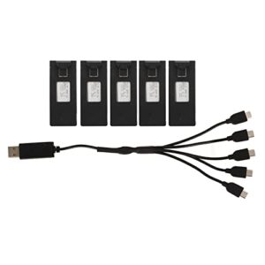 5pcs rc drone battery and charging cable set, 3.7v 3000mah lithium battery for e88 e88pro lse525 e525 pro quadcopter drone, replacement battery accessories
