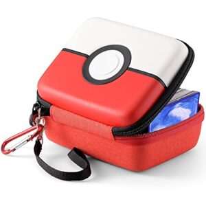 tombert carrying case for ptcg trading cards, gifts for boys, hard-shell storage box fits magic mtg cards and ptcg, holds 400+ cards(red & white)