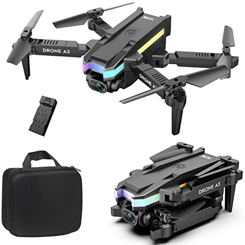 Drone with Dual 4K HD Camera, 2023 Remote Control Quadcopter Foldable Mini Drone Helicopter Toys Gifts for Kids & Adults, Altitude Hold,50X ZOOM,with Battery & Handbag (Black 1 Battery)