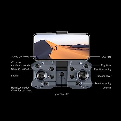 K6 Drone Triple Camera, 4K HD Aerial Photography, Optical Position, Four Way Obstacle Avoidance, Gravity Induction, RC Quadcopter for Adults and Kids, Gray Black