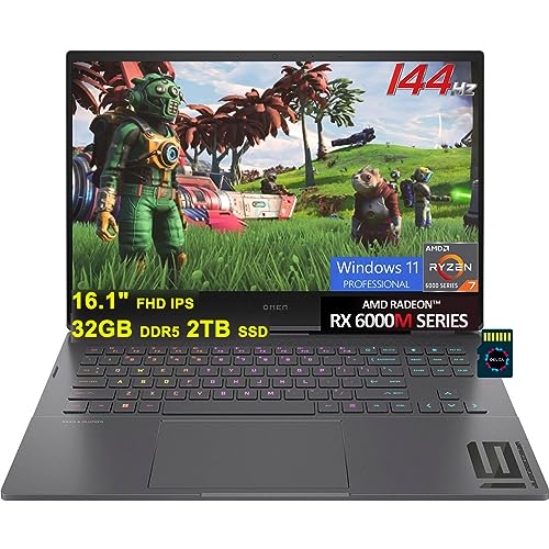 HP Omen 16 Gaming Laptop | 16.1" FHD 144Hz 100% sRGB | AMD 8-core Ryzen 7 6800H (>i7-11370H) | 32GB DDR5 2TB SSD | Radeon RX6650M 8GB Graphic (>RTX3060) | Backlit USB-C Win11Pro + 32GB MicroSD Card