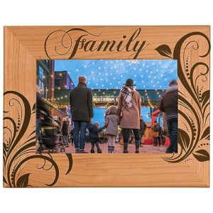 griffco supply family natural wood engaved picture frame (5x7 horizontal)