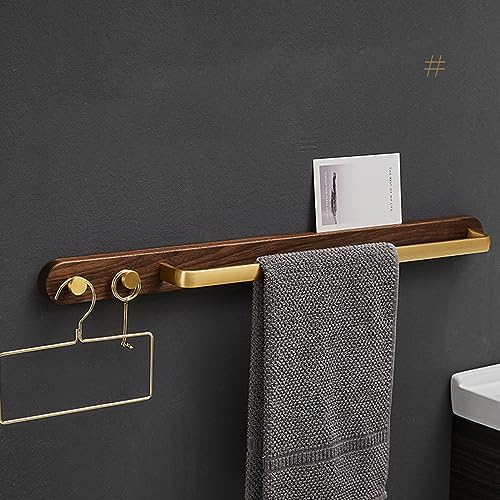 Bathroom Towel Holder Wood Towel Bar with Metal Rod Wall Mounted Towel Rack Multifunctional Bathroom Accessory No Bathroom Towel Holder Wall Mount