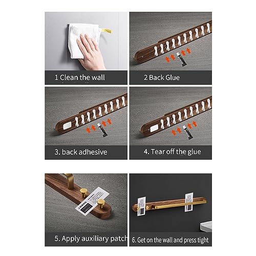 Bathroom Towel Holder Wood Towel Bar with Metal Rod Wall Mounted Towel Rack Multifunctional Bathroom Accessory No Bathroom Towel Holder Wall Mount