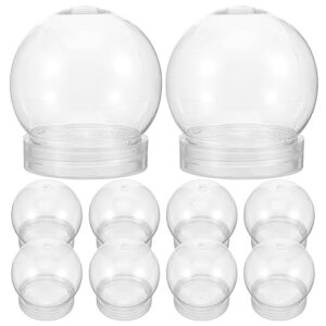 pretyzoom 10pcs christmas plastic snow globe with screw off cap white base clear fillable water globe diy snow globes for holiday crafts home decoration display plant 4inch